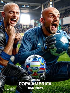 two latin guys going crazy while watching copa america foot-ball
